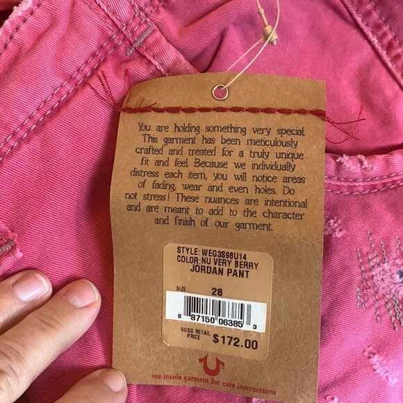 TRUE RELIGION JEANS Very berry Jordan pant Size 28 NWT - Picture 12 of 12